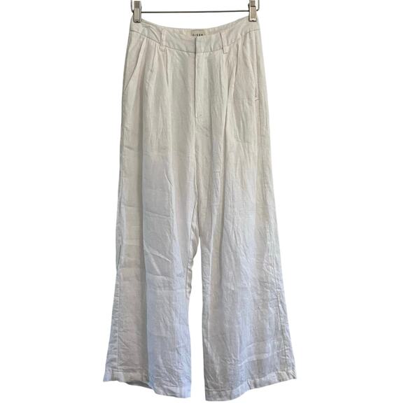 Dissh Linen Pleated White Wide Leg Cropped Pants Women's Size 2 Minimalist Beach - Picture 1 of 12